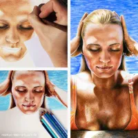 Natascha Klein Pool Beauty - Colored pencil drawing WIP collage
© markus-klein-artwork.de